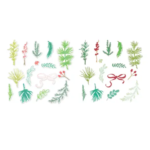 Sizzix Vicki Boutin Stamps Framelits leimasin ja stanssi WINTER GREENERY 3