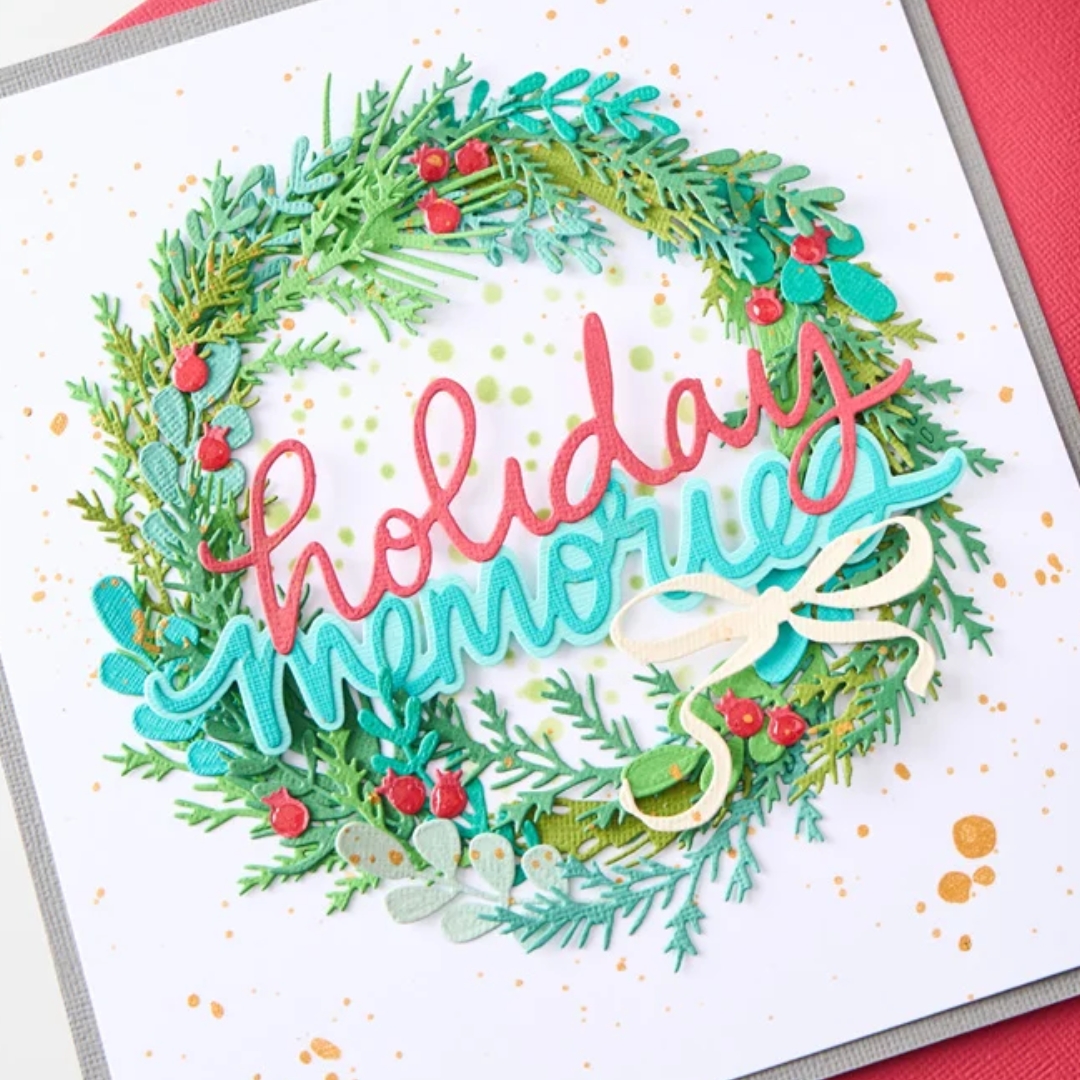 Sizzix & Vicki Boutin Stamps w/ Framelits leimasin ja stanssi – WINTER GREENERY (15+32 kpl) - Bild 2