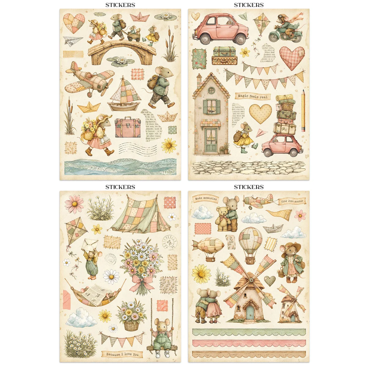 Stamperia – Cozy Family Junk Journal Stickers, Backgrounds, Cut-Outs lehtiö (16 kpl) A4 - Image 4