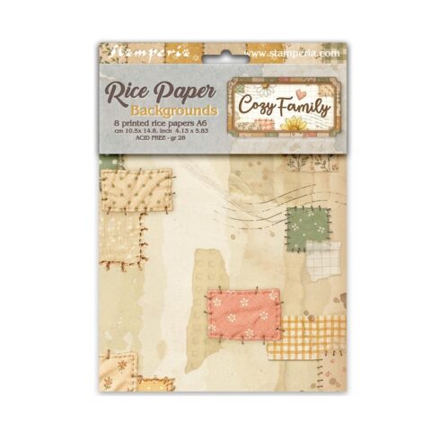 Stamperia Cozy Family Mini Rice Paper Backgrounds riisipaperi (8 kpl) A6