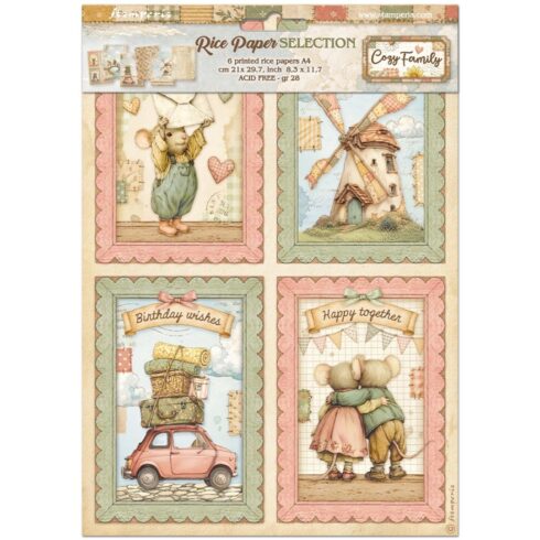 Stamperia Cozy Family Selection Rice Paper riisipaperi (6kpl) A4