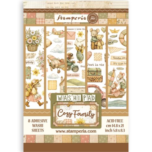 Stamperia Cozy Family Washi Pad (8 kpl) A5