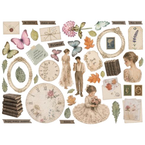 Stamperia Die Cuts Flowers and Poems isot kartonkikuvat (46 kpl)