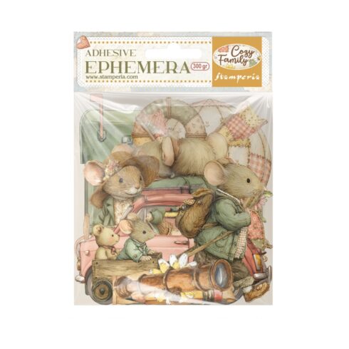 Stamperia Ephemera Cozy Family leikekuvat liimataustalla (28 kpl)