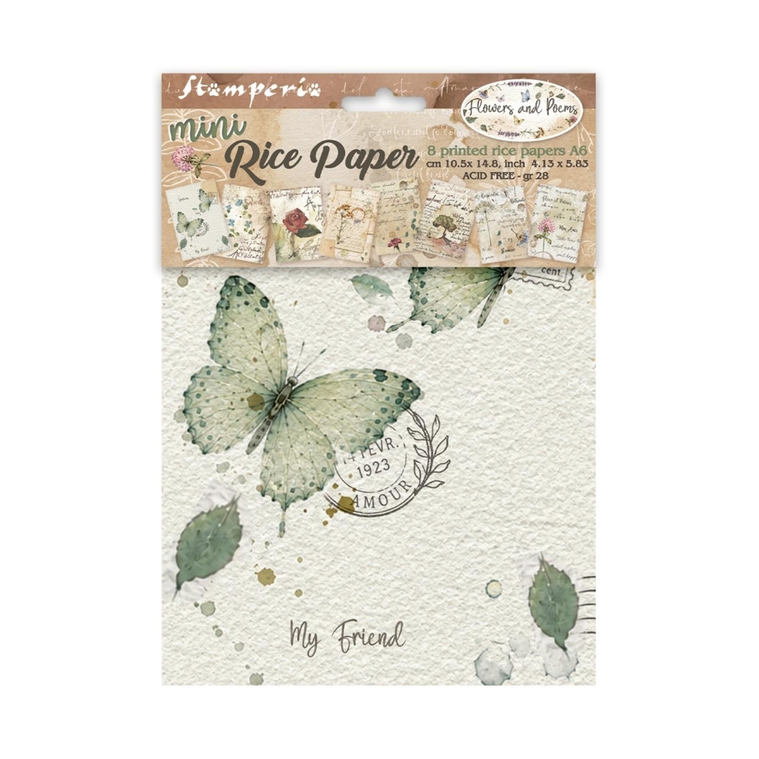Stamperia Flowers and Poems Mini Rice Paper riisipaperi (8 kpl) A6