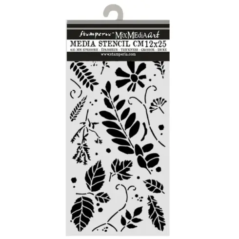 Stamperia Flowers and Poems Mixed Leaves sapluuna 12 x 25 cm