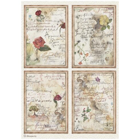 Stamperia Flowers and Poems Selection Rice Paper riisipaperi 6kpl A4 1