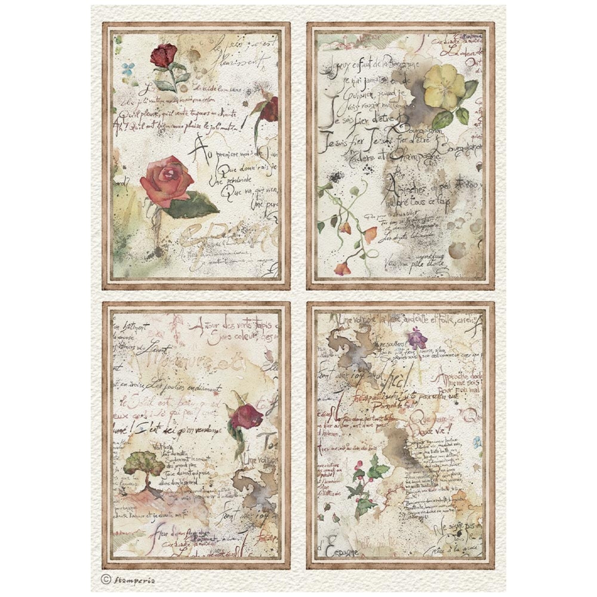 Stamperia – Flowers and Poems Selection Rice Paper riisipaperi (6kpl) A4 - Bild 7