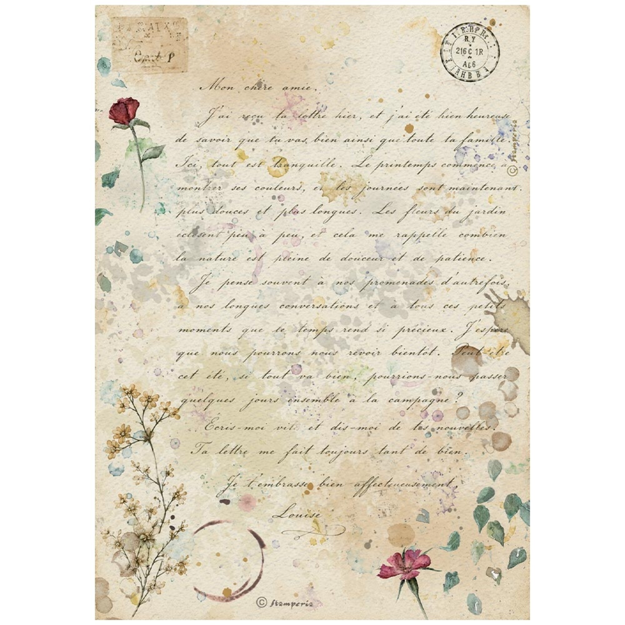 Stamperia – Flowers and Poems Selection Rice Paper riisipaperi (6kpl) A4 - Bild 6