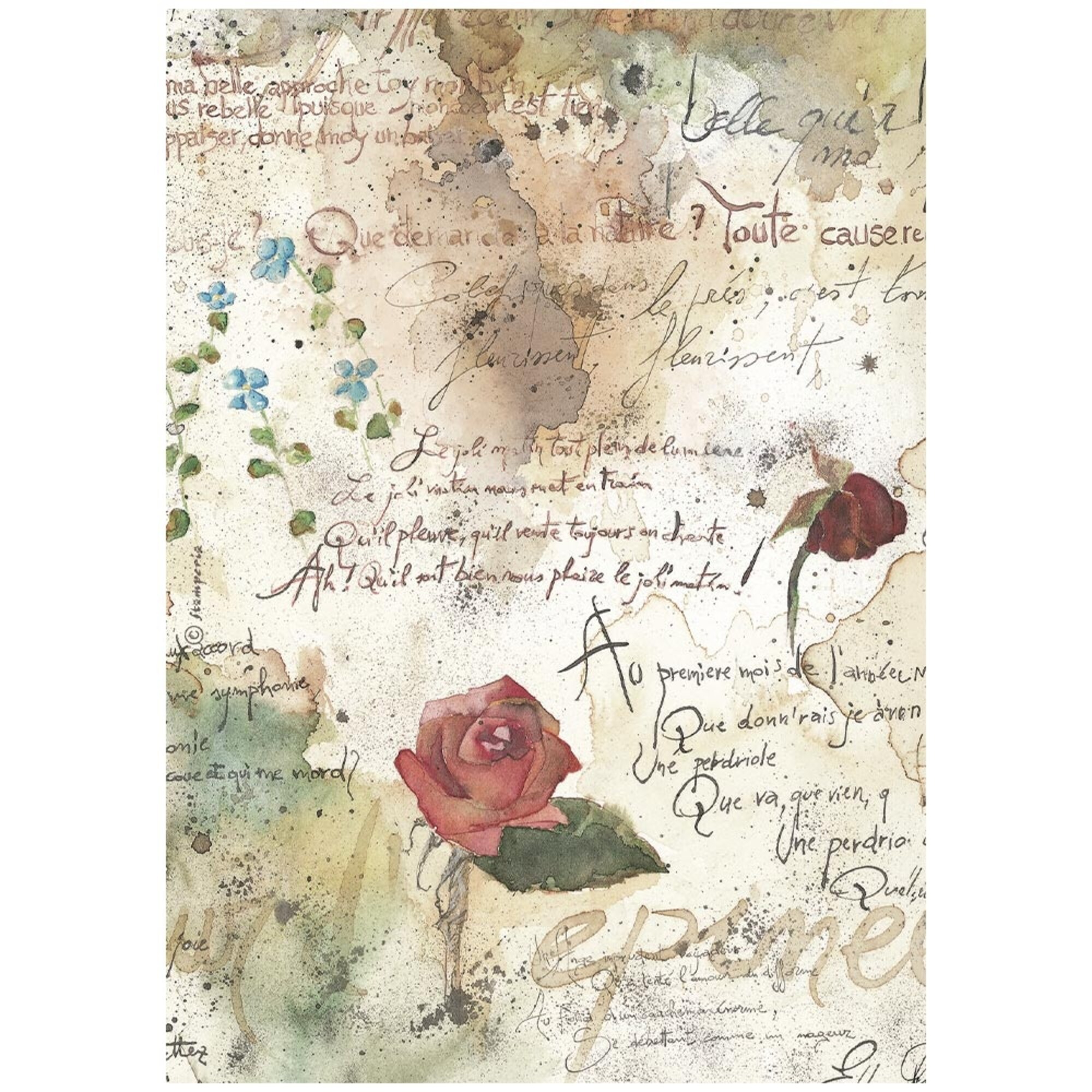 Stamperia – Flowers and Poems Selection Rice Paper riisipaperi (6kpl) A4 - Bild 5