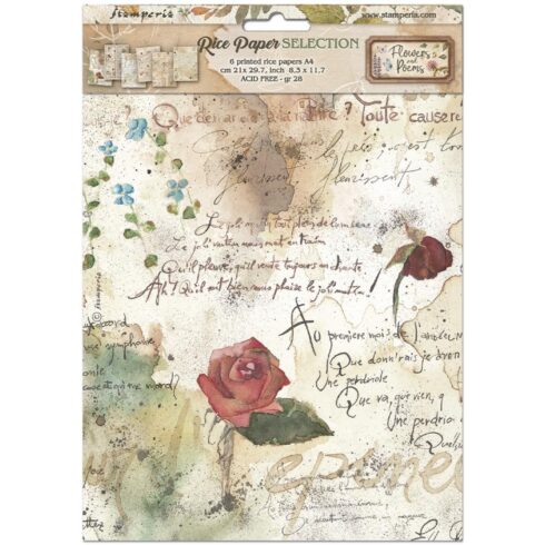 Stamperia Flowers and Poems Selection Rice Paper riisipaperi (6kpl) A4