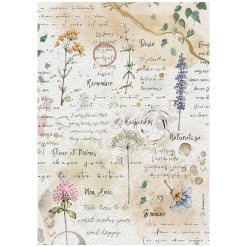 Stamperia Flowers and Poems Selection Rice Paper riisipaperi 6kpl A4 5