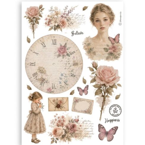 Stamperia Flowers and Poems Washi Pad 8 kpl A5 3