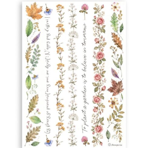 Stamperia Flowers and Poems Washi Pad 8 kpl A5 4