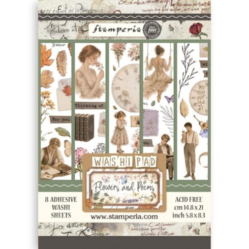 Stamperia Flowers and Poems Washi Pad (8 kpl) A5