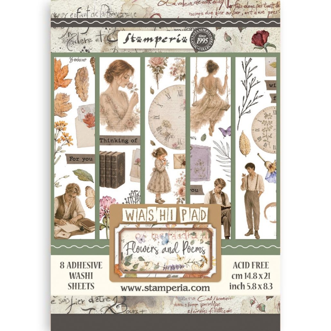 Stamperia Flowers and Poems Washi Pad (8 kpl) A5