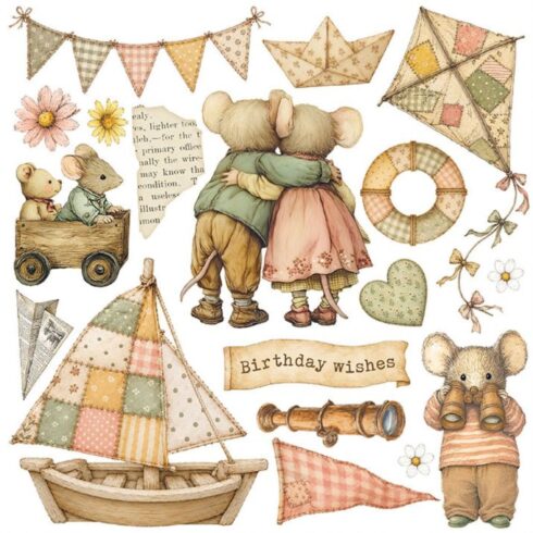 Stamperia Rub On Kit Cozy Family Assortment siirtokuvat 155 x 155 cm 1
