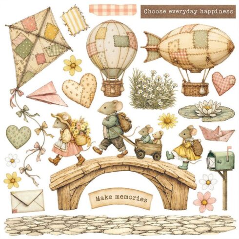 Stamperia Rub On Kit Cozy Family Assortment siirtokuvat 155 x 155 cm