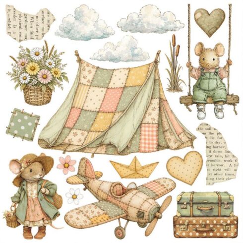 Stamperia Rub On Kit Cozy Family Assortment siirtokuvat 155 x 155 cm 6 kpl 2