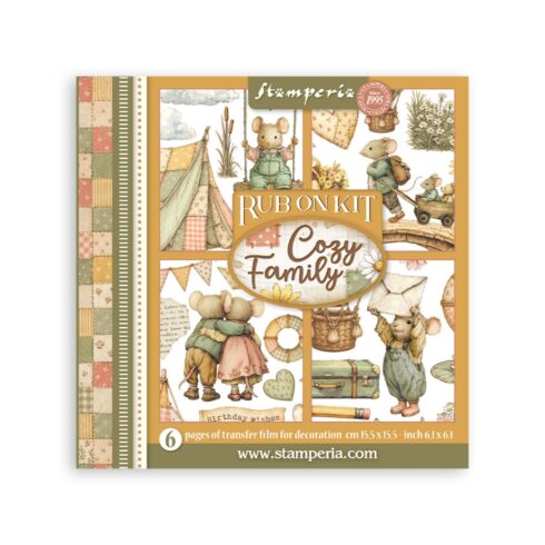 Stamperia Rub-On Kit Cozy Family Assortment siirtokuvat 15,5 x 15,5 cm (6 kpl)