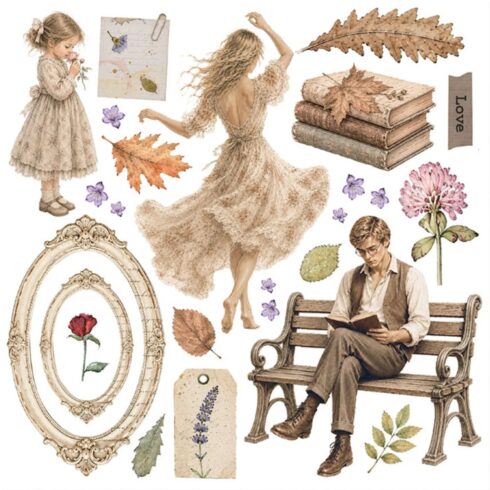 Stamperia Rub On Kit Flowers and Poems Assortment siirtokuvat 155 x 155 cm 6 kpl 1