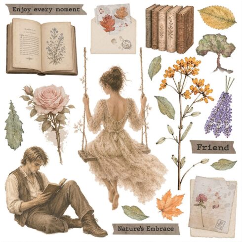 Stamperia Rub On Kit Flowers and Poems Assortment siirtokuvat 155 x 155 cm 6 kpl 3