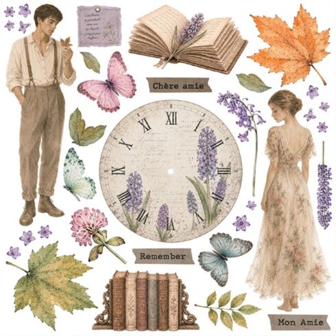 Stamperia Rub On Kit Flowers and Poems Assortment siirtokuvat 155 x 155 cm 6 kpl 5