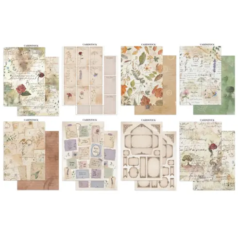 Stamperia – Flowers and Poems Journal Focus Points Backgrounds Cut Outs lehtio 16 kpl A5