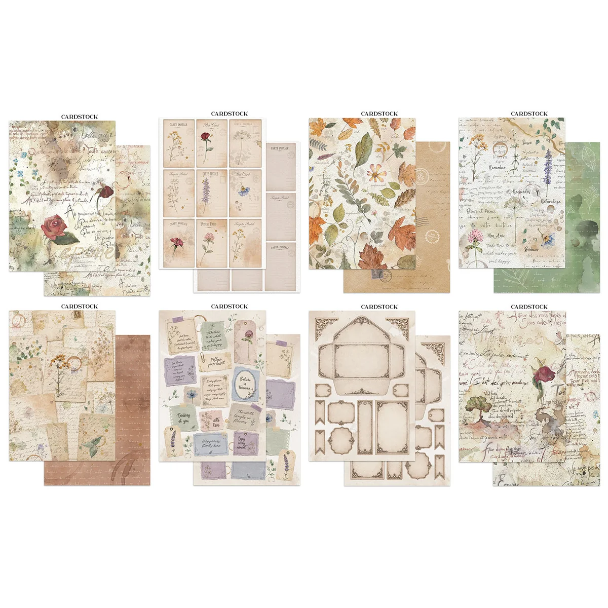 Stamperia – Flowers and Poems Journal Focus Points Backgrounds, Cut-Outs lehtiö (16 kpl) A5 - Bild 3