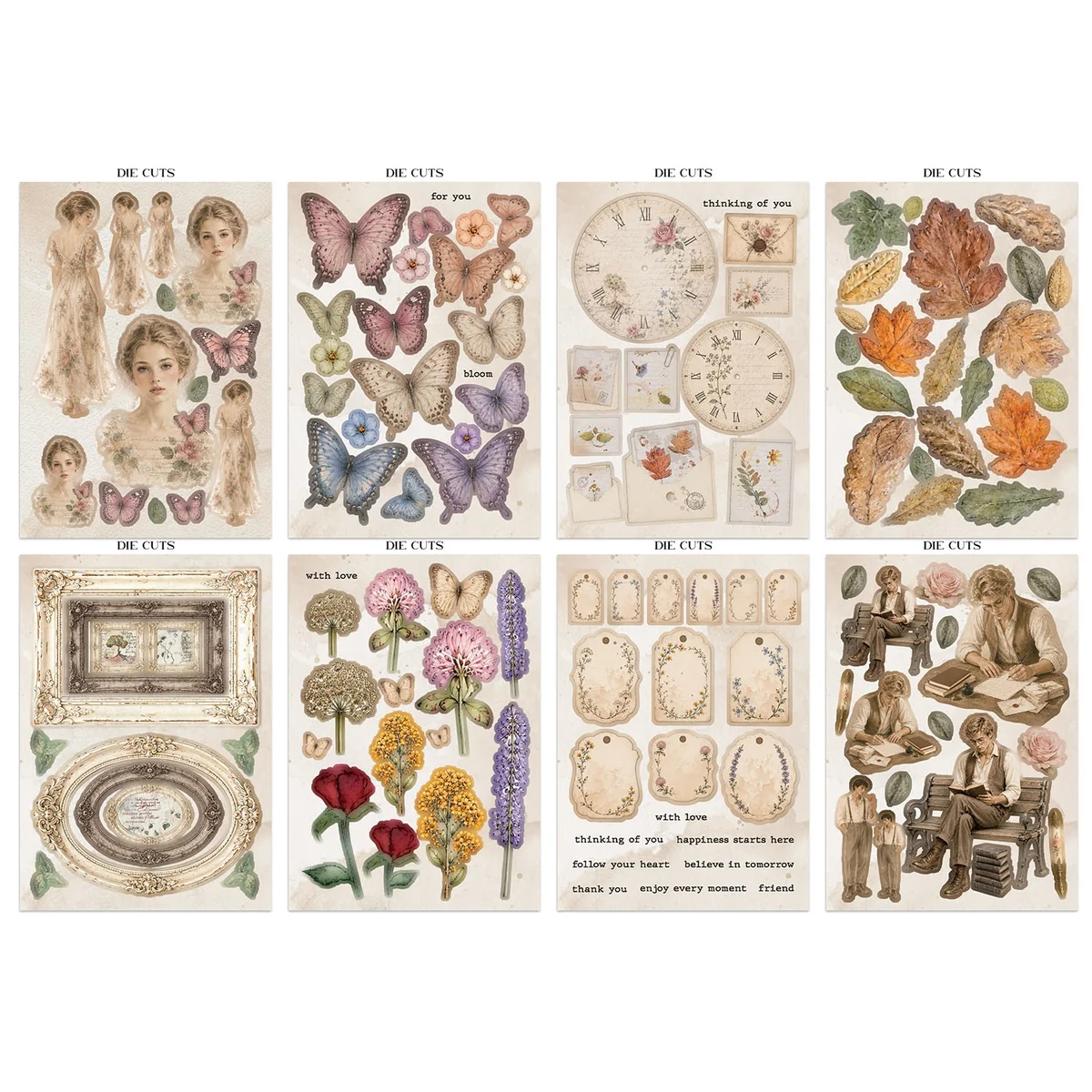 Stamperia – Flowers and Poems Journal Focus Points Backgrounds, Cut-Outs lehtiö (16 kpl) A5 - Bild 2