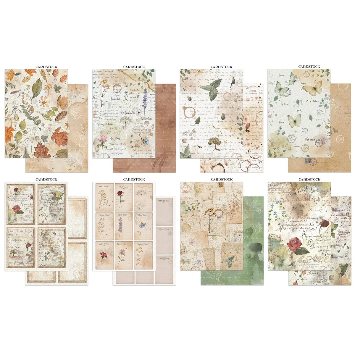 Stamperia – Flowers and Poems Junk Journal Stickers, Backgrounds, Cut-Outs lehtiö (16 kpl) A4 - Bild 2