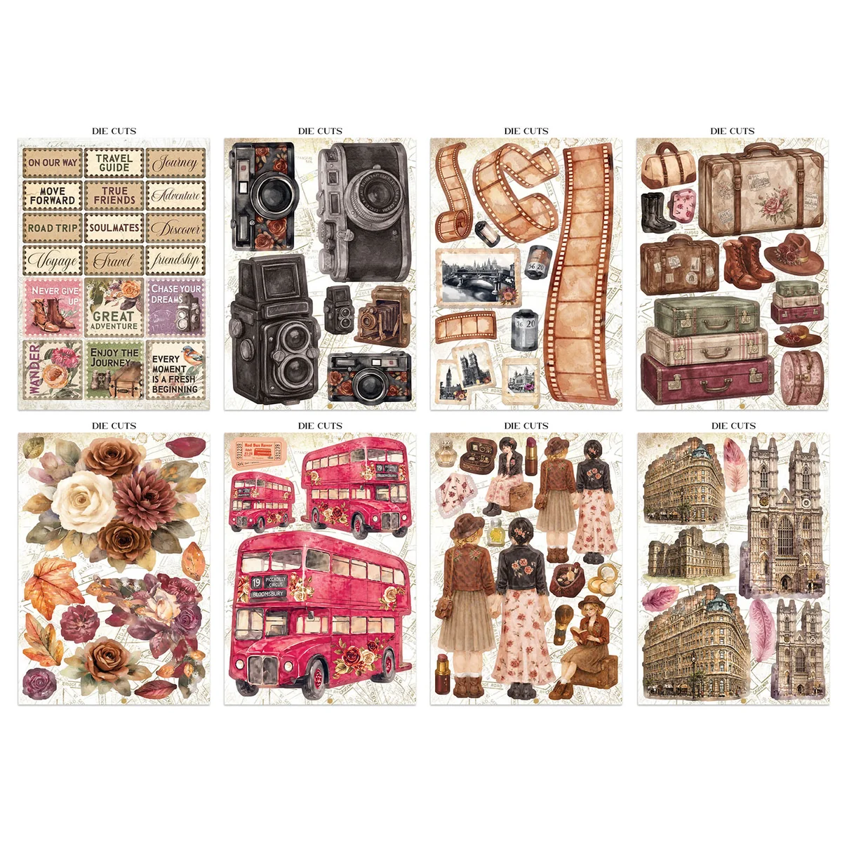 Stamperia – Our Way Journal Focus Points Backgrounds, Cut-Outs lehtiö (16 kpl) A5 - Image 2