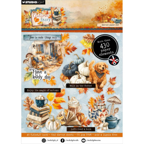 Studio Light Die-Cut Paper Pad Autumn Story leikekuva lehtiö (430kpl) A5