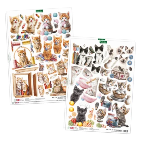Katy Sue Designs – Crafty Kittens 3D-arkit ja korttikuvat (24+24kpl) A4