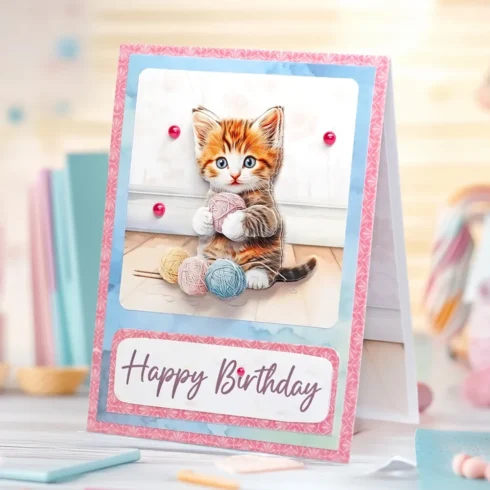 Katy Sue Designs – Crafty Kittens 3D-arkit ja korttikuvat (24+24kpl) A4