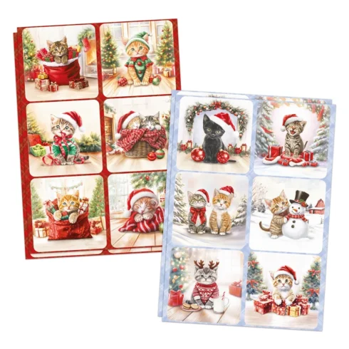 Katy Sue Designs – Christmas Cats 3D-arkit ja korttikuvat (24+24kpl) A4