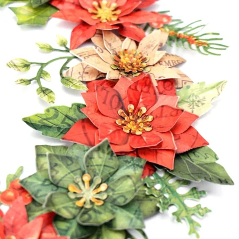 Katy Sue Designs – Vintage Christmas Flowers & Leaves leikekuvat (752kpl) A4