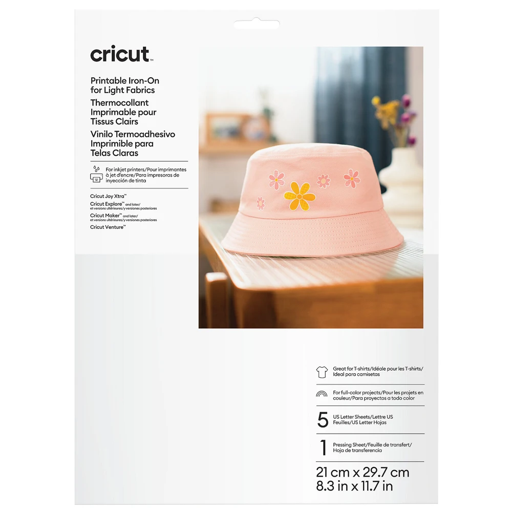 Cricut Printable Iron-On for Light Fabrics - tulostettava silityskalvo vaalea 5 kpl