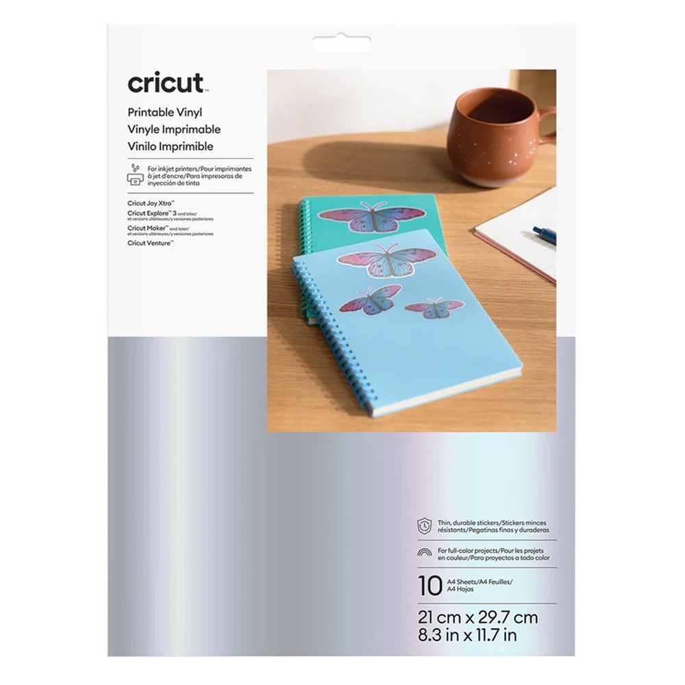 Cricut Printable Vinyl Silver - tulostettava vinyyliarkki hopea helmiäinen 10 kpl