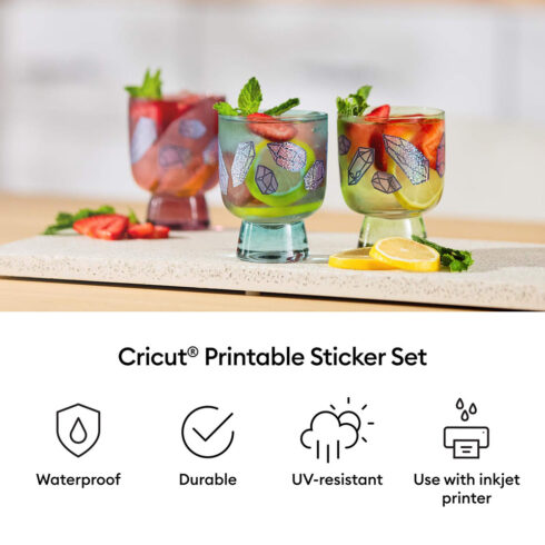 Cricut Printable Waterproof Sticker Set - tulostettava, vedenkestävä vinyyli läpinäkyvä-hologrammi 5kpl