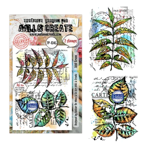 AALL & Create Stamp Hearted Nature Still Green leimaisinsetti A6