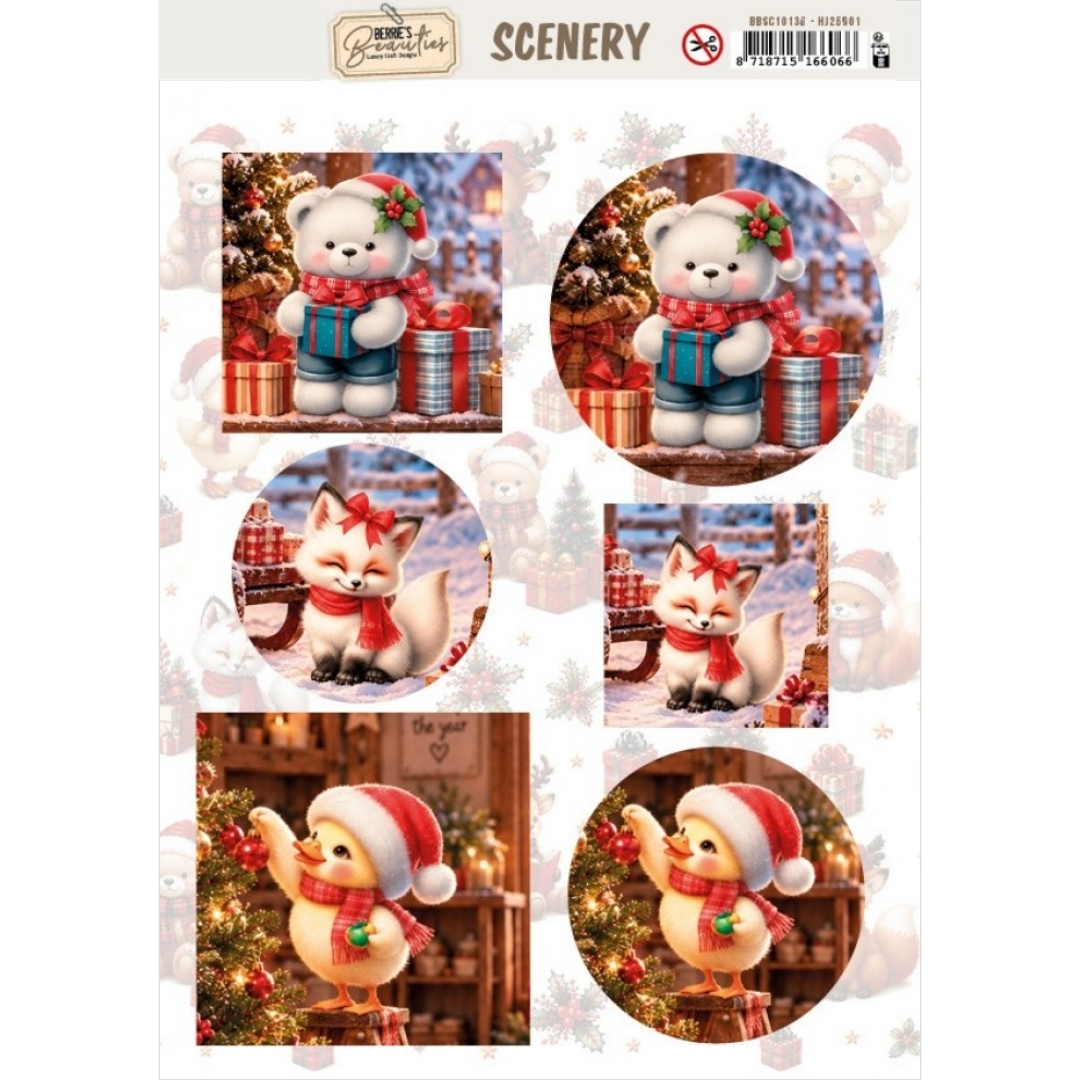 Berrie’s Beauties Furry Christmas Friends korttikuvat (6 kpl)