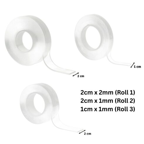 Clear Foam Double Stick Tape 1-2mm 3m 3D Kohoteipit (kirkas) 3kpl