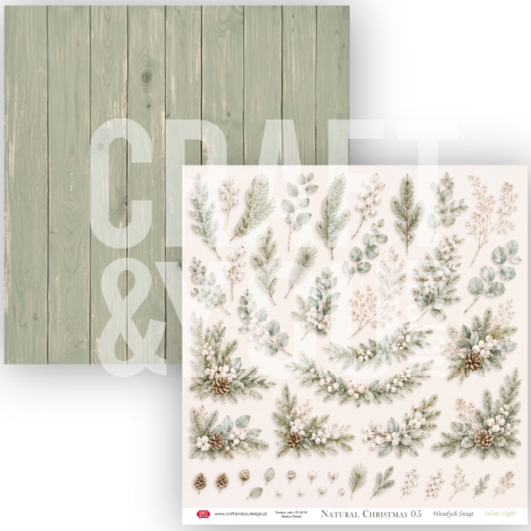 Craft & You Design – Natural Christmas paperilajitelma 30 x 30 cm (6 kpl) - Image 5