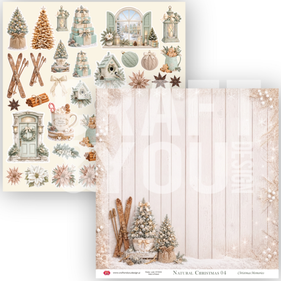 Craft & You Design – Natural Christmas paperilajitelma 30 x 30 cm (6 kpl) - Image 4