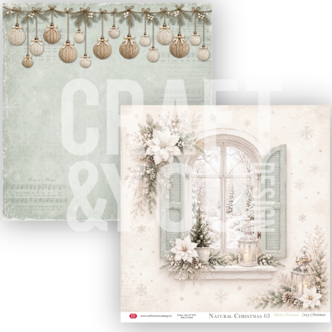 Craft & You Design – Natural Christmas paperilajitelma 30 x 30 cm (6 kpl) - Image 3
