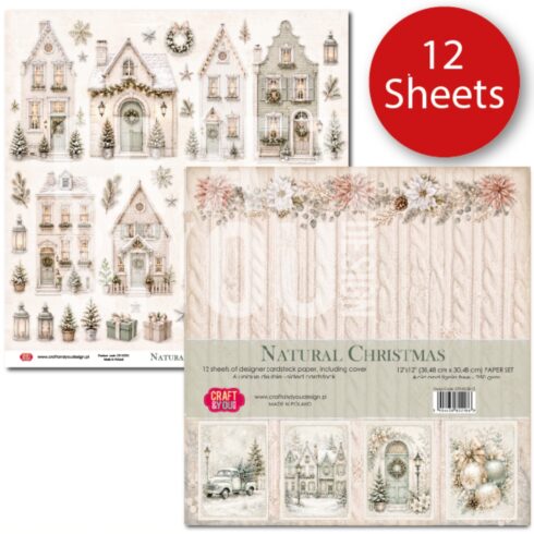 Craft & You Design Natural Christmas paperilajitelma 30 x 30 cm (12 kpl)