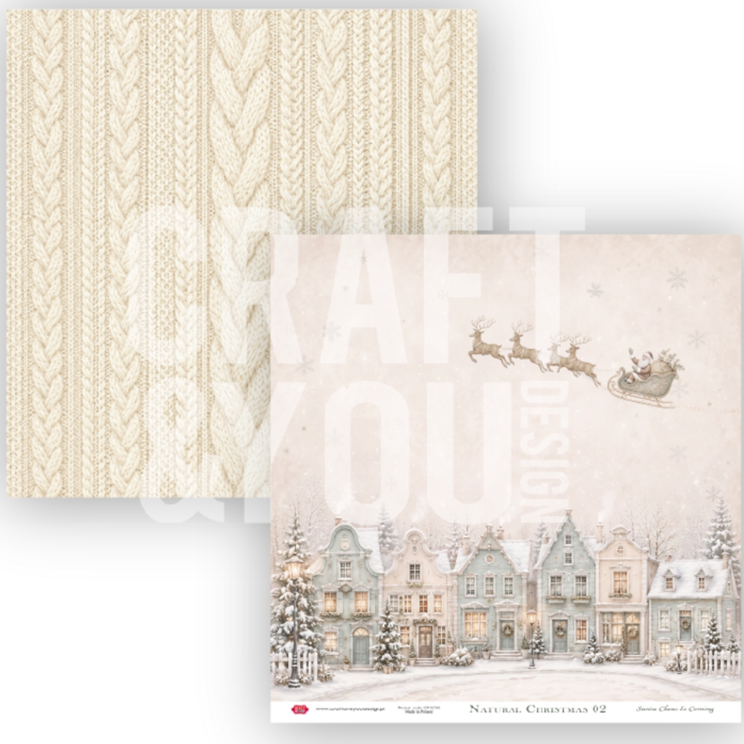 Craft & You Design – Natural Christmas paperilajitelma 30 x 30 cm (6 kpl) - Image 2