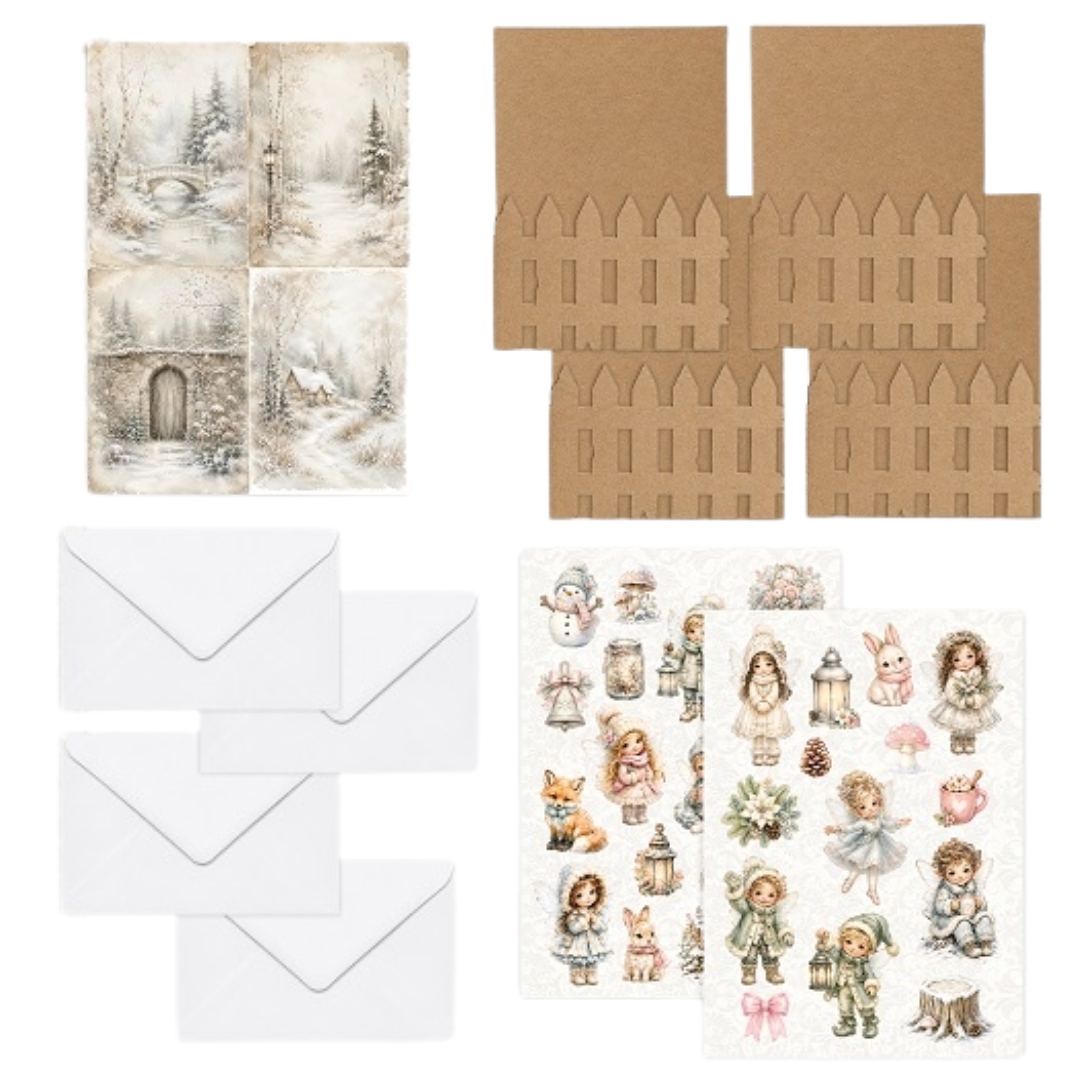 Creatief Art Card Making Kit – Cozy Winter Korttipakkaus (4 kpl) - Image 2