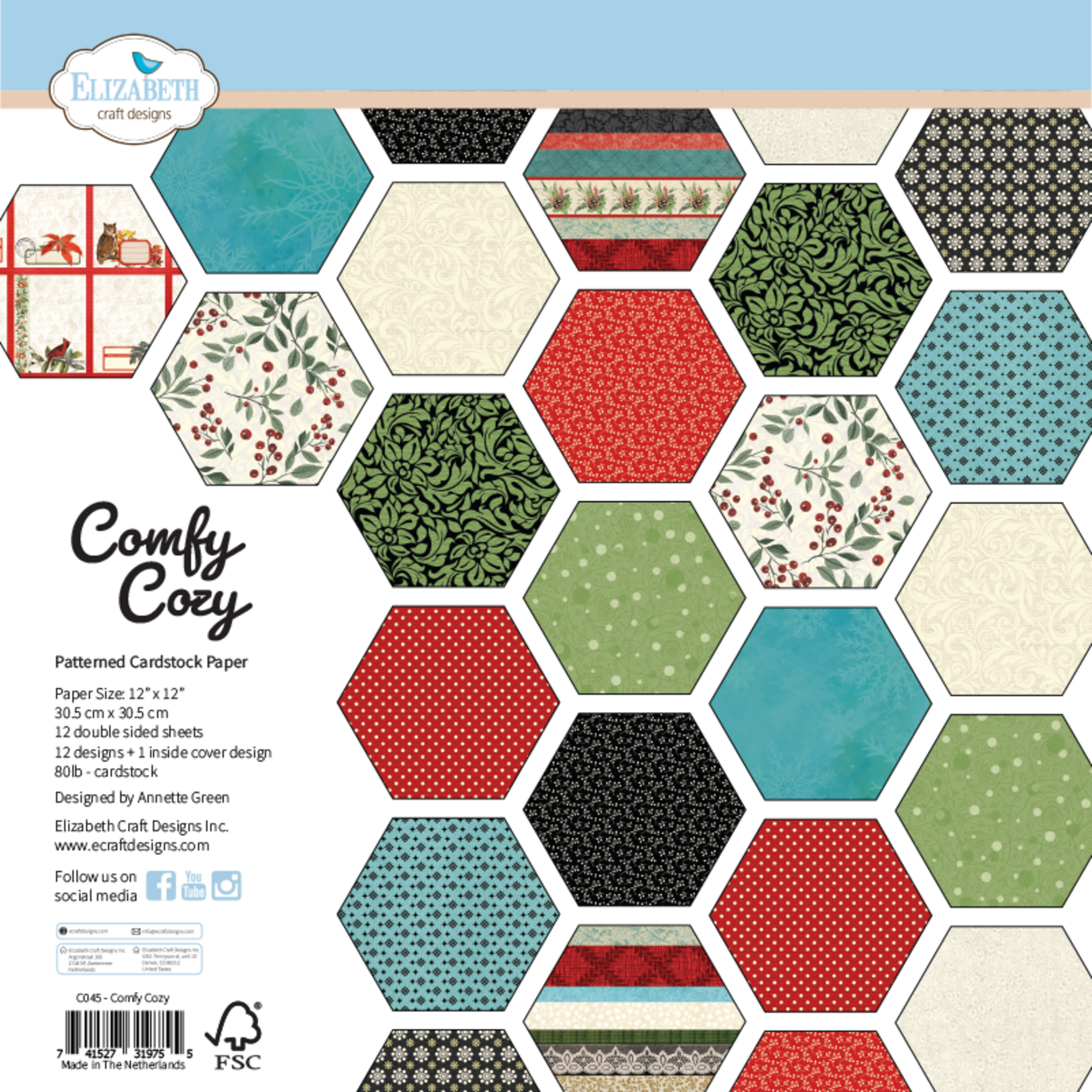 Elizabeth Craft Designs Comfy Cozy paperilajitelma 30 x 30 cm